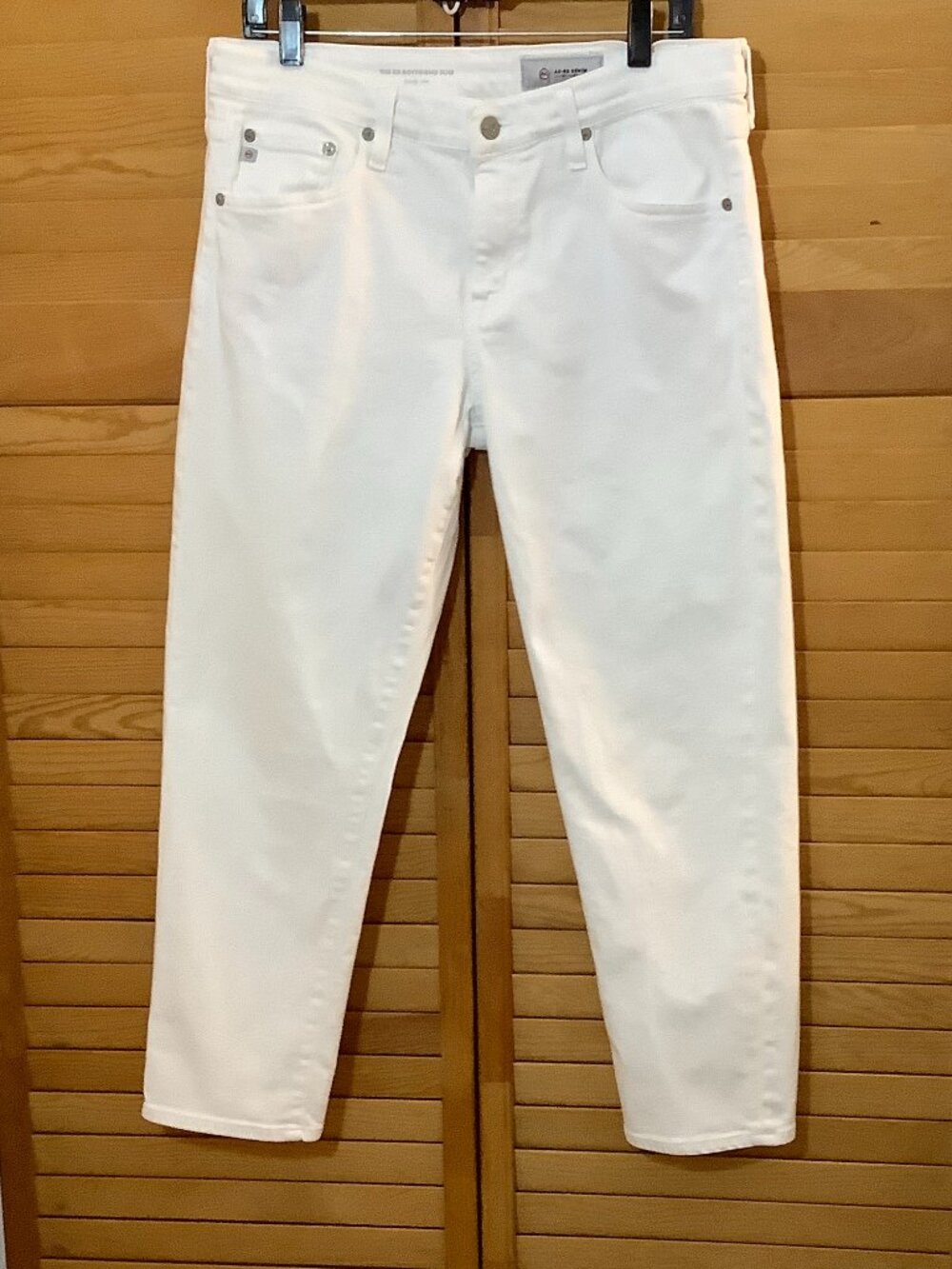 The Ex-Boyfriend White Denim Jeans Slim  (Slouchy Slim)  Sz 31R  Ag-ed Denim